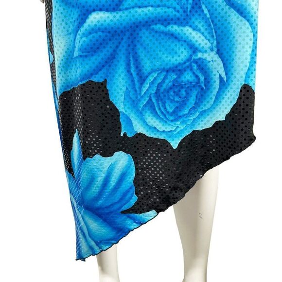 Vintage Cache Y2k 90s One Shoulder Rose Sequin Dress Asymmetric Hem Floral - Picture 4 of 9